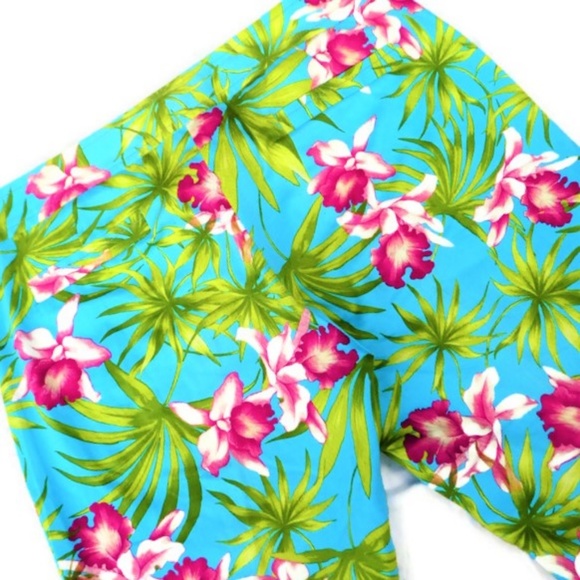 Vintage 90s Y2K Zara Ankle Slit Pants Tropical Hawaiian Pockets Stretchy Spain 8 - Picture 3 of 7